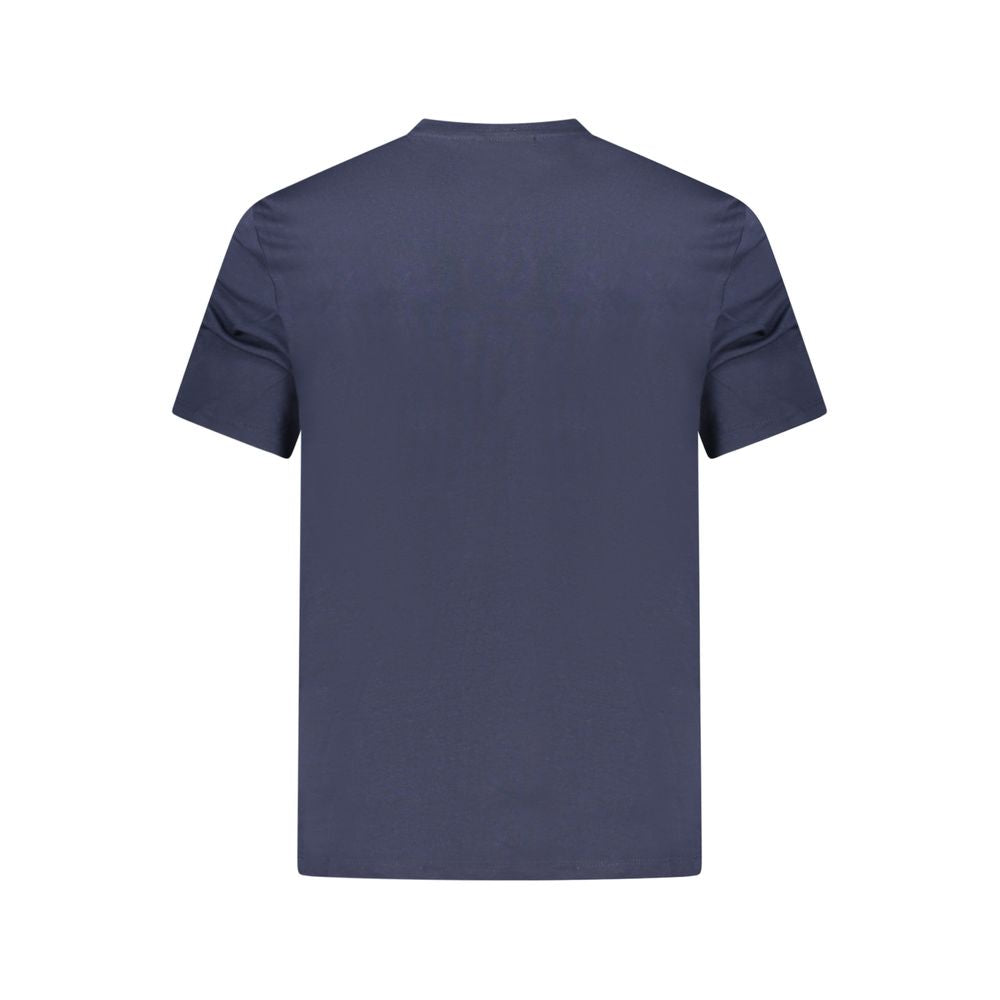 T-shirt homme en coton bleu de la marque Calvin Klein, coupe classique et logo discret sur la poitrine.