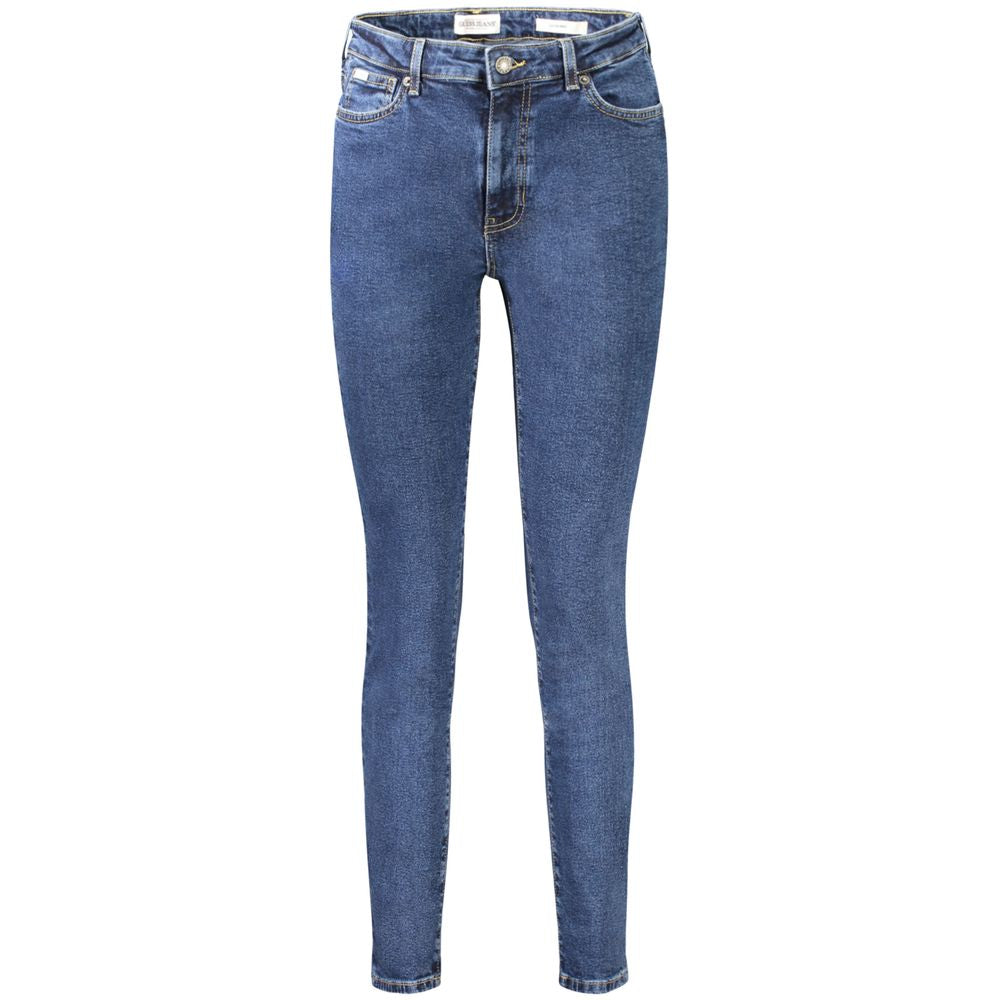 Jeans skinny en coton bleu pour femme de la marque Guess Jeans, coupe ajustée et élégante.