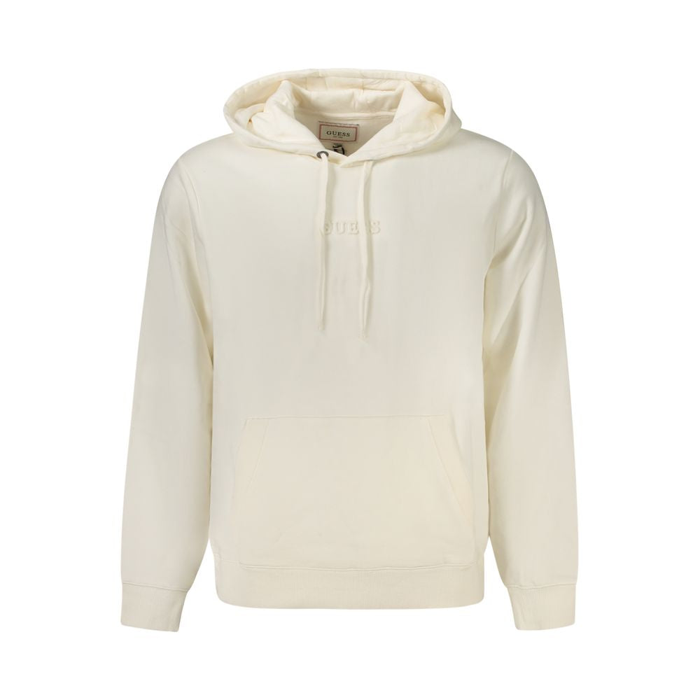 Sweat à capuche blanc pour homme Guess Jeans en coton, mode décontractée, avec logo Guess sur la poitrine.