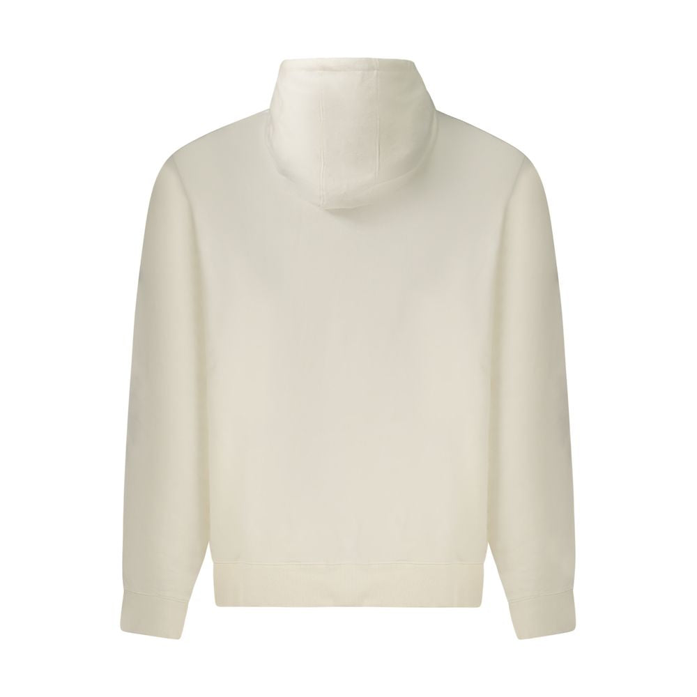 Sweat à capuche blanc pour homme Guess Jeans en coton, style décontracté avec logo Guess visible sur la poitrine.