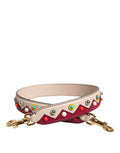 Sangle d'épaule en cuir beige et rouge Dolce & Gabbana, accessoire de sac à main élégant et sophistiqué.