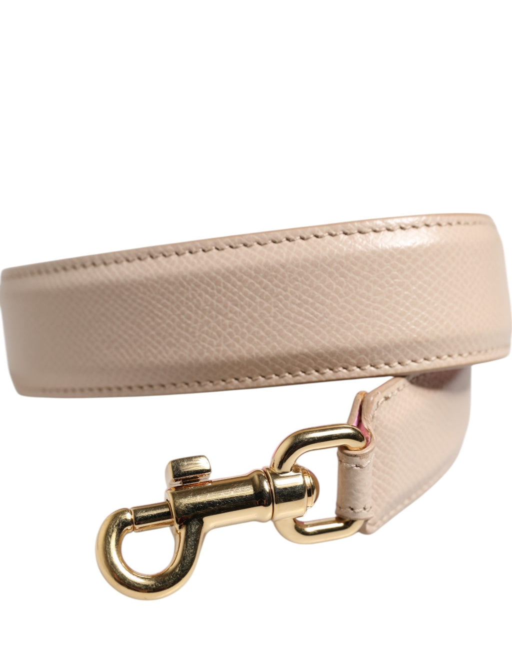 Sangle d'épaule en cuir beige et rose pour sac à main Dolce & Gabbana, accessoire élégant et tendance.