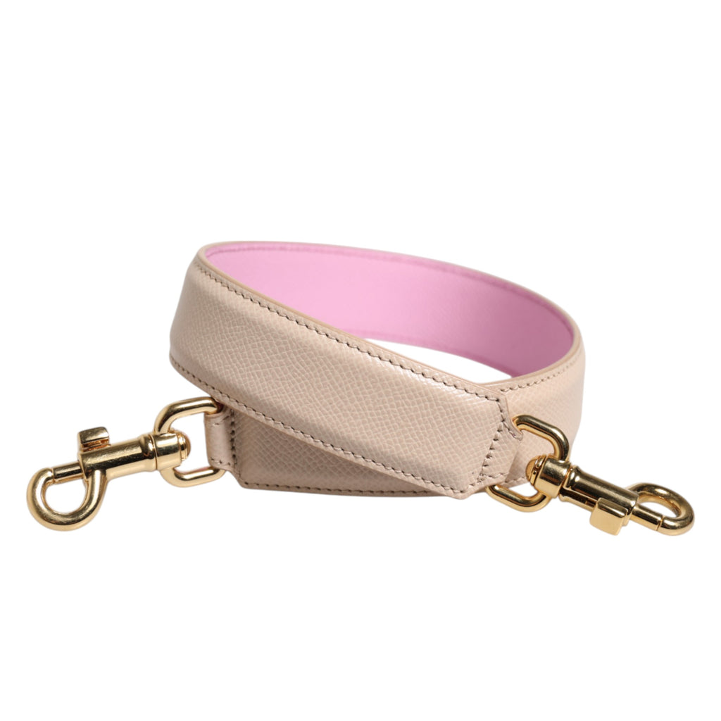 Sangle de sac en cuir beige et rose de Dolce & Gabbana pour accessoire de sac à main.