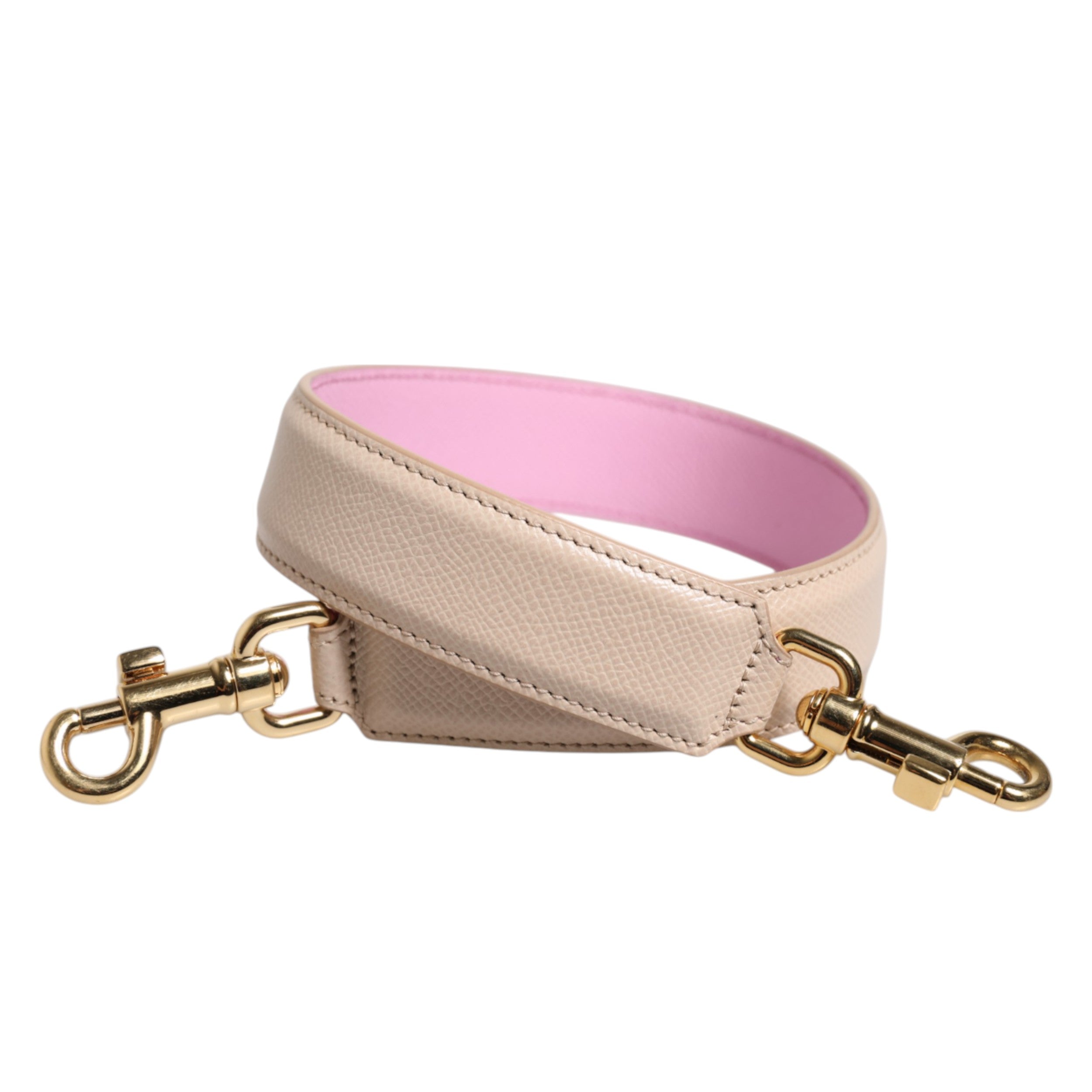 Sangle de sac en cuir beige et rose de Dolce & Gabbana pour accessoire de sac à main.