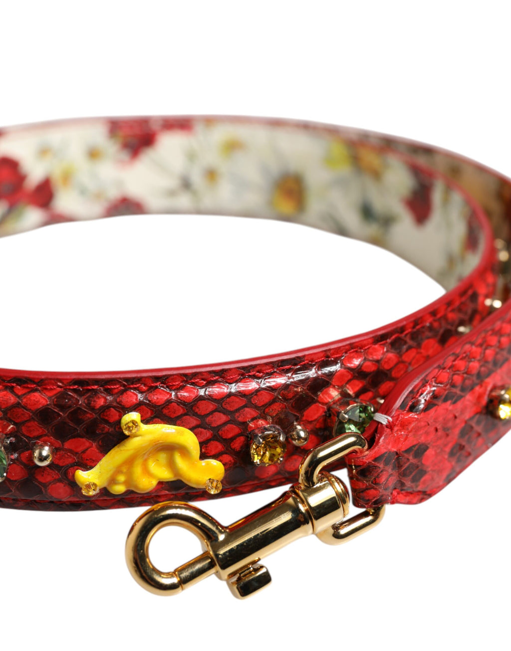 Sangle d'épaule pour sac Dolce & Gabbana multicolore ornée de strass et embellissements, accessoire de mode élégant.