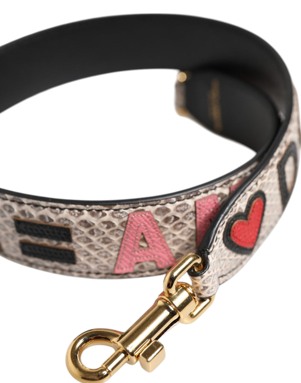 Sangle d'épaule multicolore DG AMORE pour sac Dolce & Gabbana, accessoire de mode en patchwork coloré et design élégant.