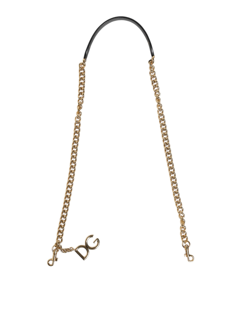 Sangle d’épaule en laiton doré avec motif léopard brun de Dolce & Gabbana, accessoire élégant pour sac à main.