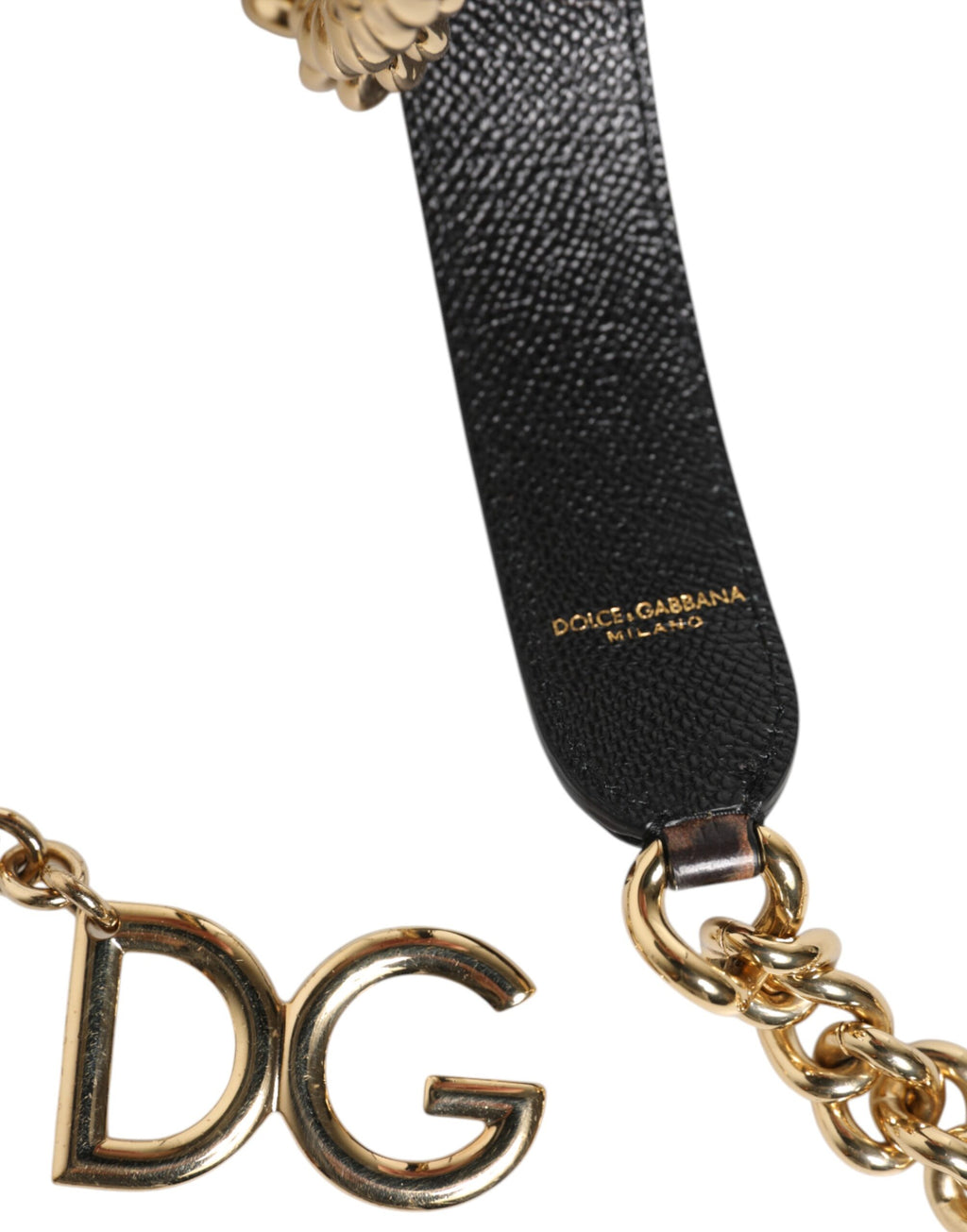 Sangle d'épaule Dolce & Gabbana en laiton doré avec motif léopard marron pour accessoire de mode.