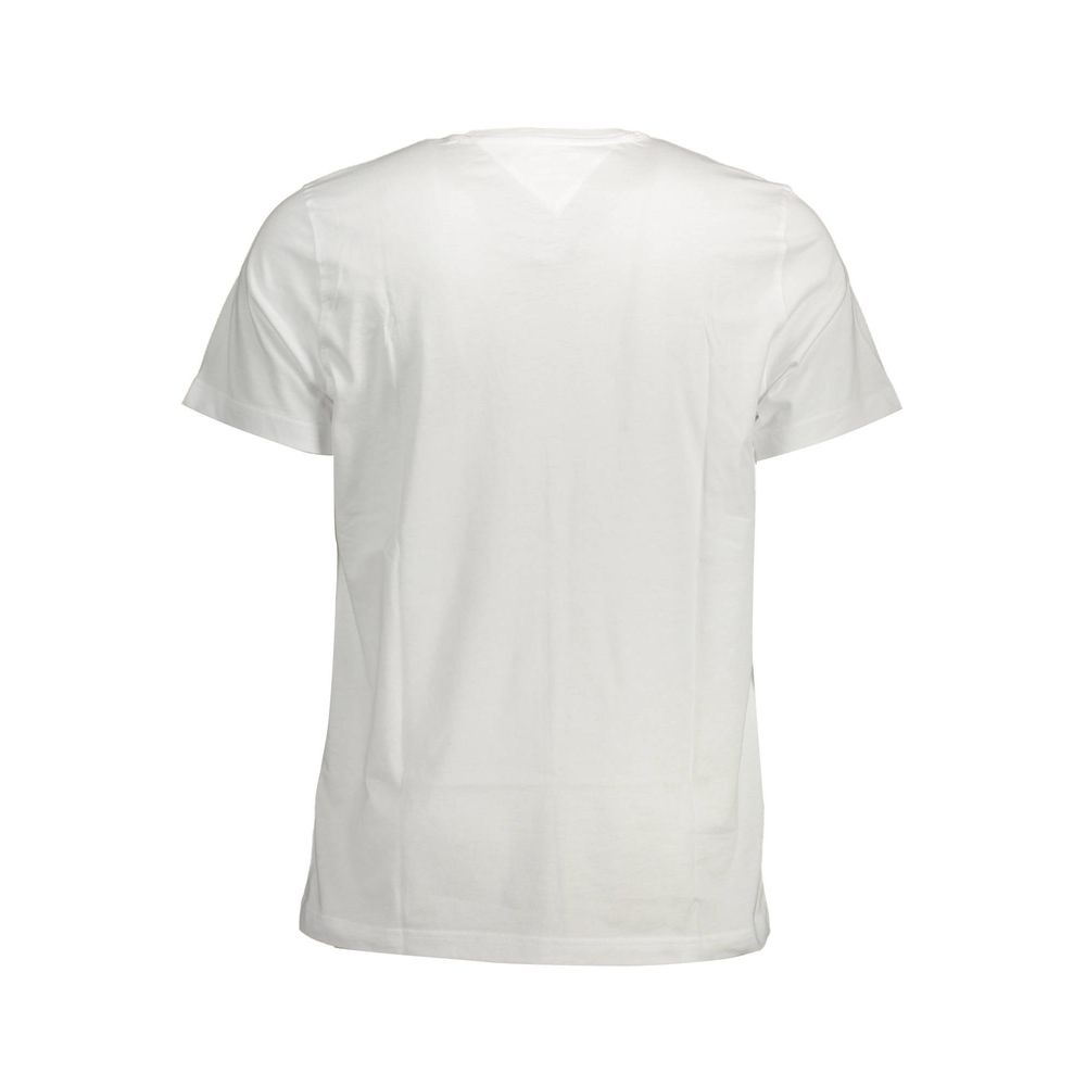 T-shirt blanc en coton pour homme de la marque Tommy Hilfiger, vue de face, décontracté et confortable.