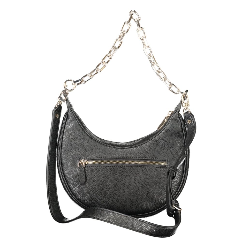 Sac à main noir en polyuréthane pour femmes de Guess Jeans, design élégant et moderne, avec poignées et détails tendance.