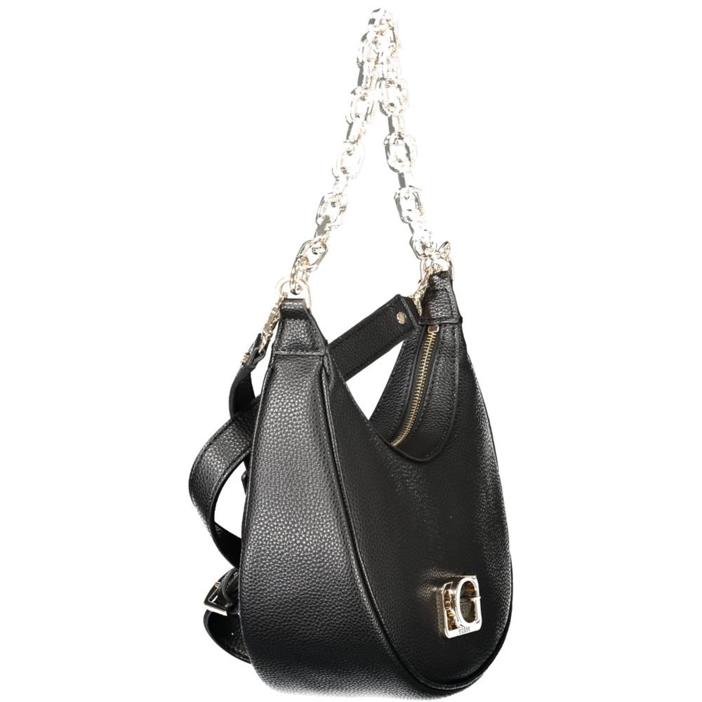 Sac à main Guess Jeans noir en polyuréthane pour femmes, style élégant avec détails modernes et finition soignée.