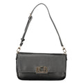 Sac à main noir en polyuréthane Guess Jeans pour femmes, élégant et moderne, avec détails sophistiqués et poignées robustes.