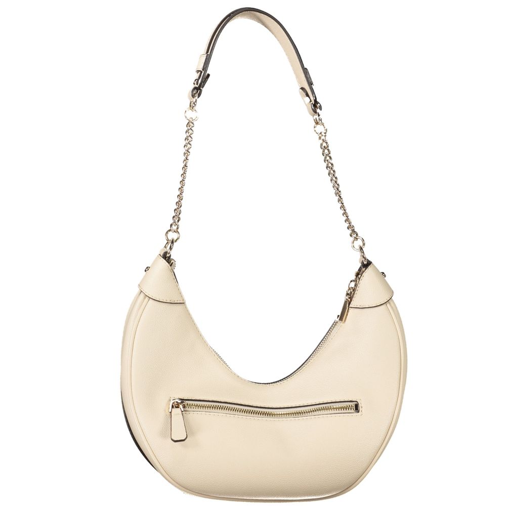Sac à main Guess Jeans en polyuréthane beige pour femmes, sac élégant avec poignée et détails modernes.