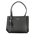 Sac à main noir Guess Jeans en polyuréthane pour femmes, avec design élégant et détails modernes.