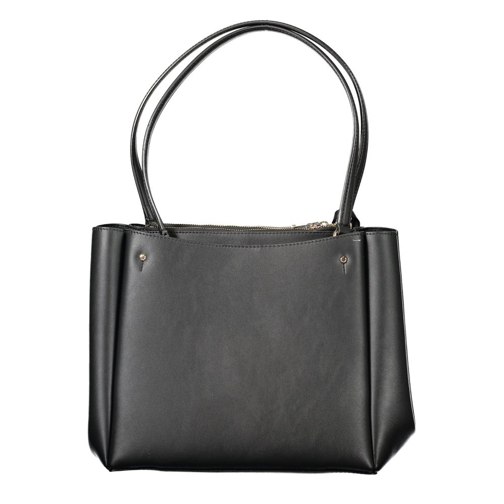 Sac à main Guess Jeans en polyuréthane noir pour femmes, style élégant et moderne, avec détails sophistiqués.