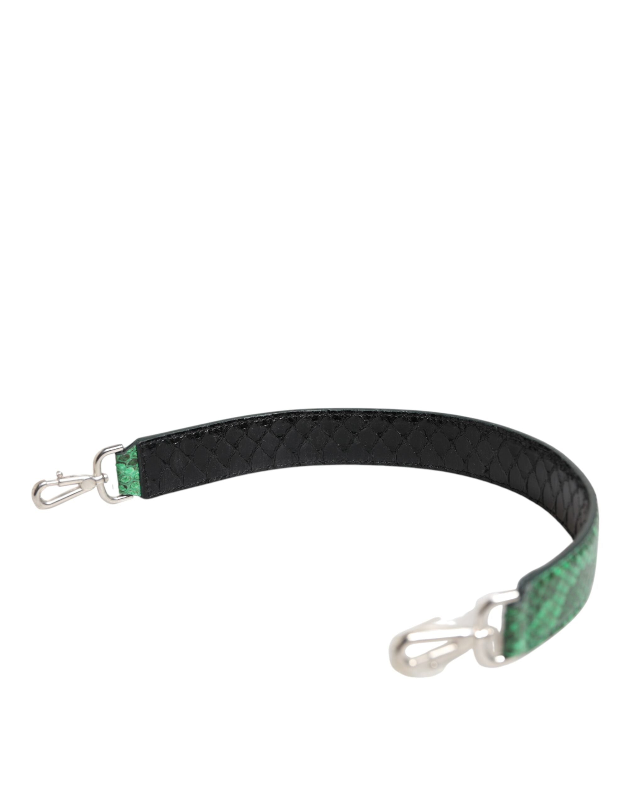 Sangle d'épaule en cuir exotique noir et vert de Dolce & Gabbana pour sac à main élégant.