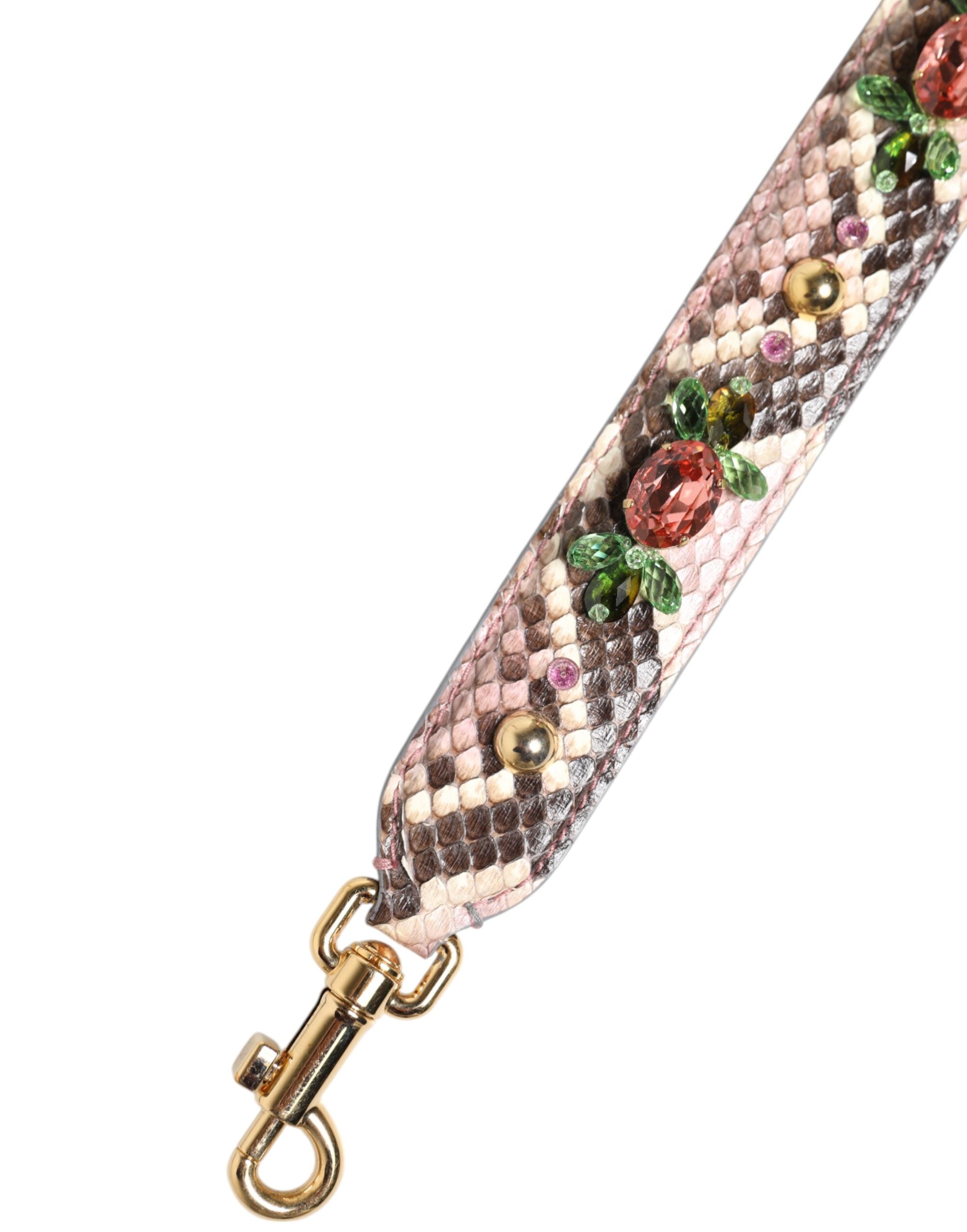 Sangle d'épaule Dolce & Gabbana en python multicolore ornée de cristaux brillants et de détails embellis.