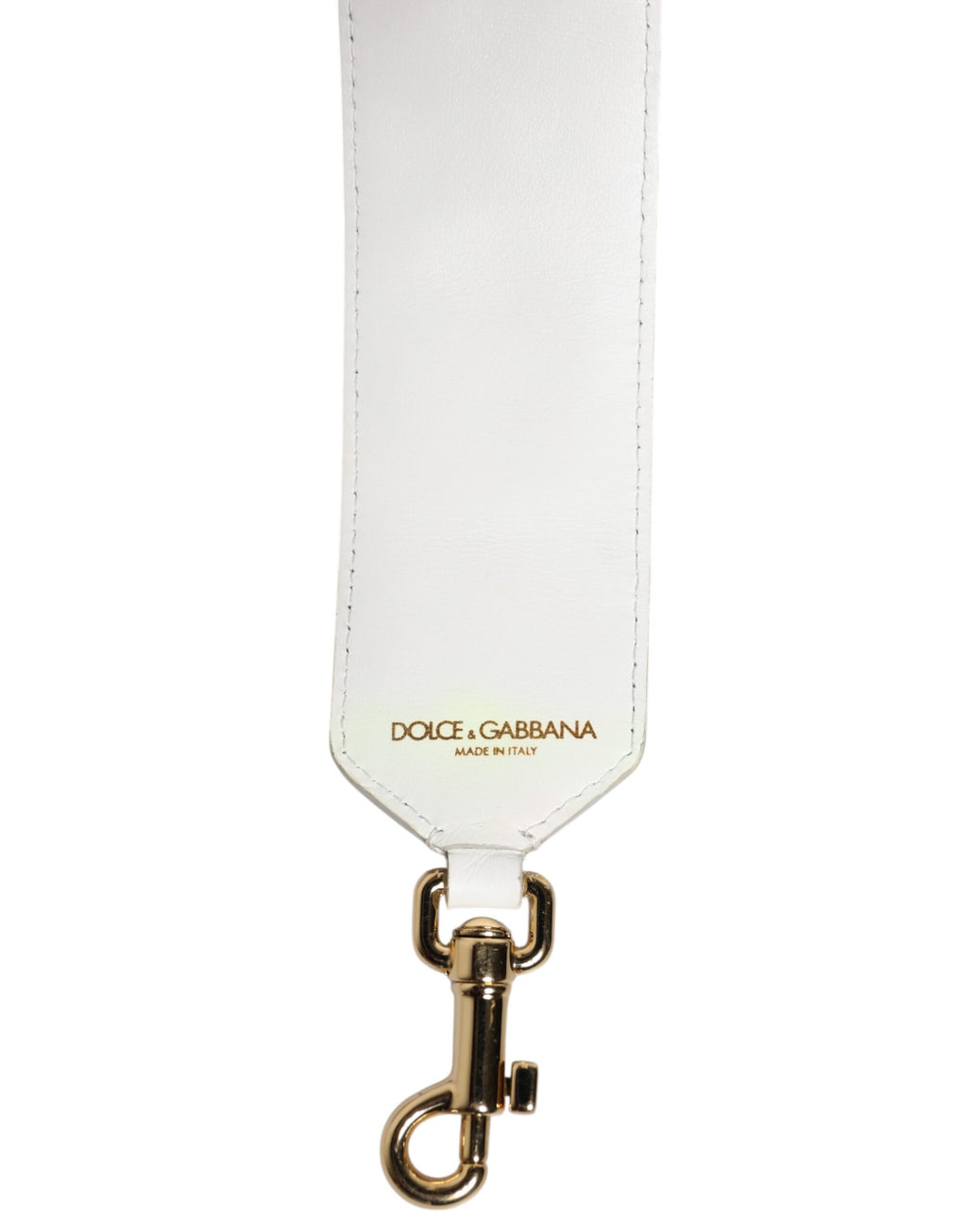 Sangle d'épaule en cuir de veau blanc Dolce & Gabbana avec broderies en raffia et patchwork élégant.