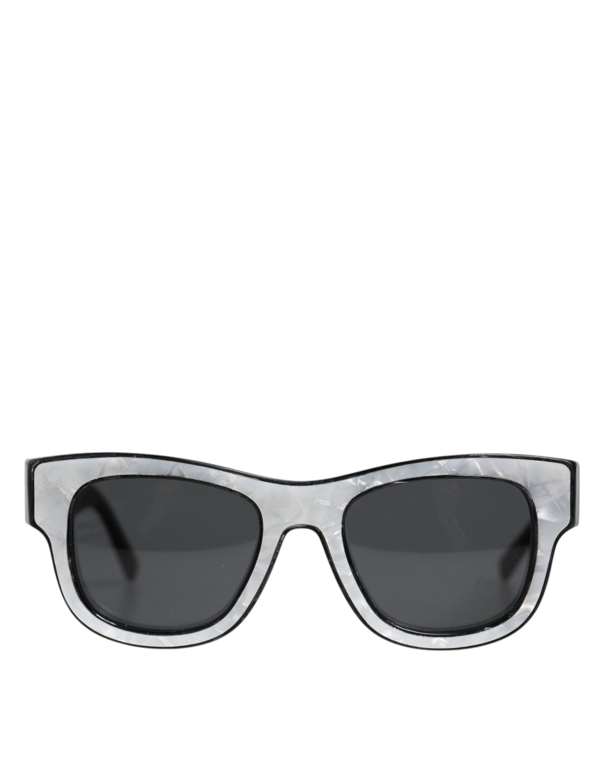 Lunettes de soleil Dolce & Gabbana Domenico à monture blanche en acétate avec détails perles et verres foncés profond.
