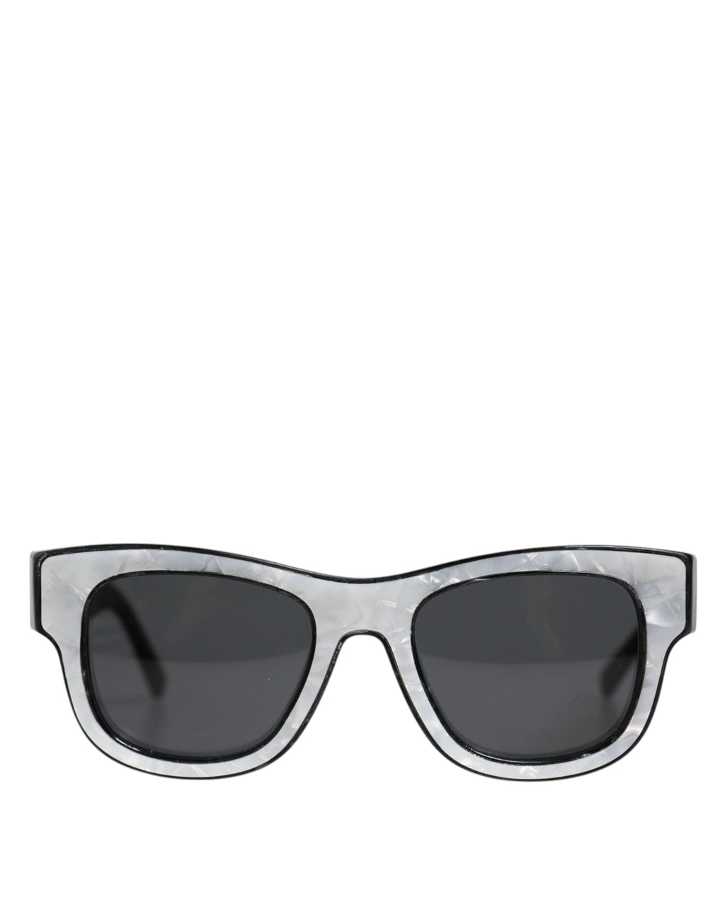 Lunettes de soleil Dolce & Gabbana Domenico avec monture en acétate blanc perlé et verres profonds.