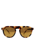 Lunettes de soleil Dolce & Gabbana en acétate marron avec forme ronde et motif léopard.