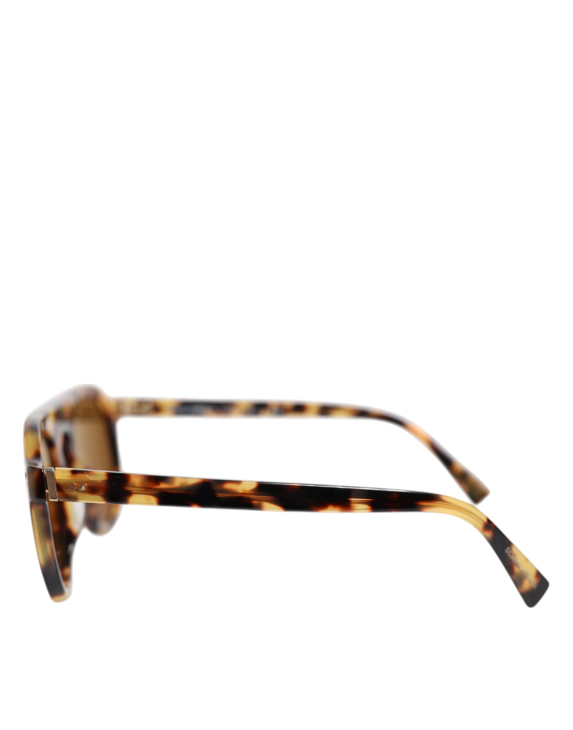 Lunettes de soleil Dolce & Gabbana rondes en acétate marron avec motif léopard.