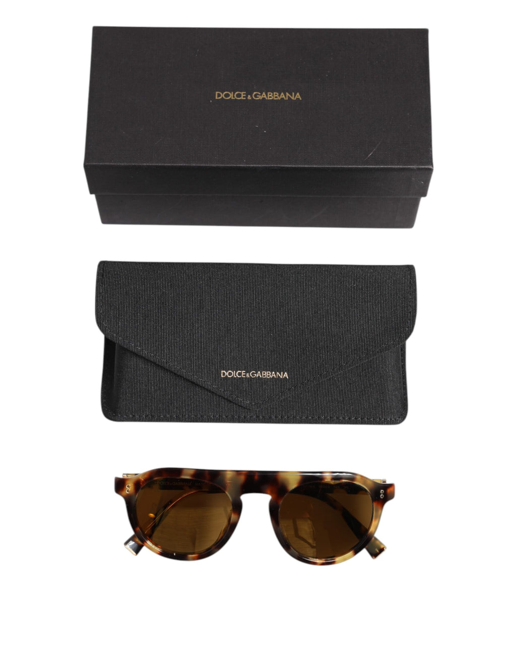 Lunettes de soleil rondes Dolce & Gabbana en acétate marron avec motif léopard.