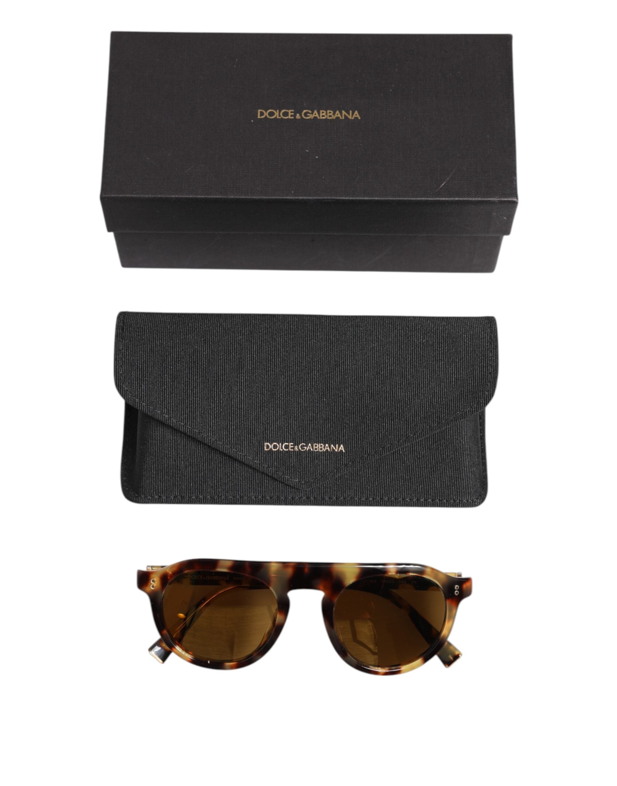 Lunettes de soleil rondes Dolce & Gabbana en acétate marron avec motif léopard.
