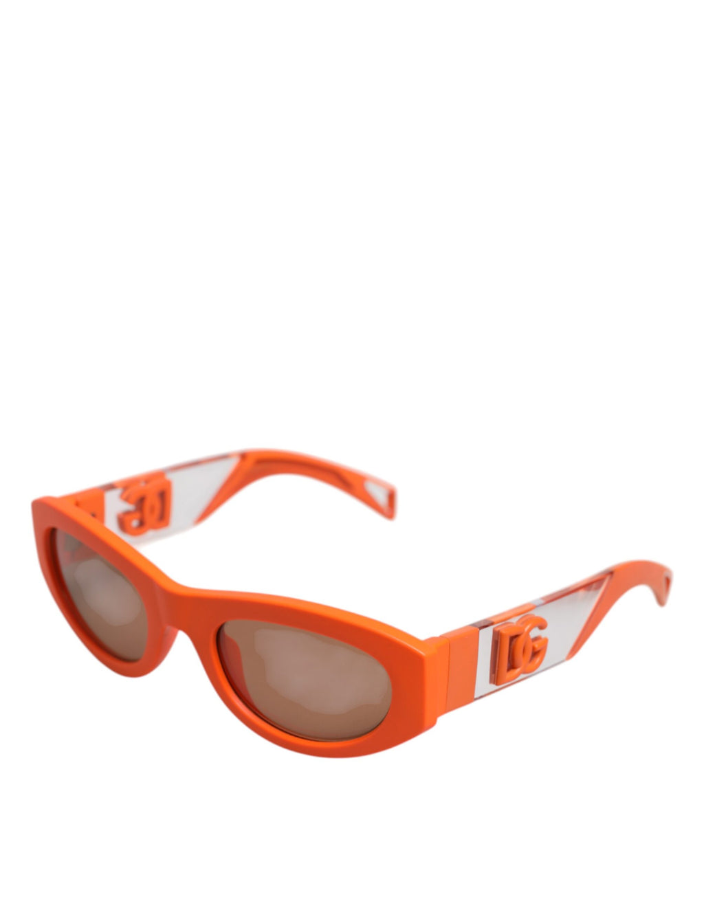 Lunettes de soleil Dolce & Gabbana Orange Reborn To Live avec cadre ovale et logo, monture orange élégante.