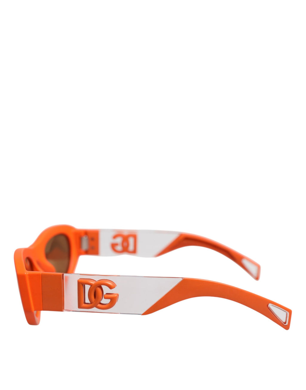 Lunettes de soleil Dolce & Gabbana Orange Reborn To Live avec monture ovale et logo, style élégant et moderne.