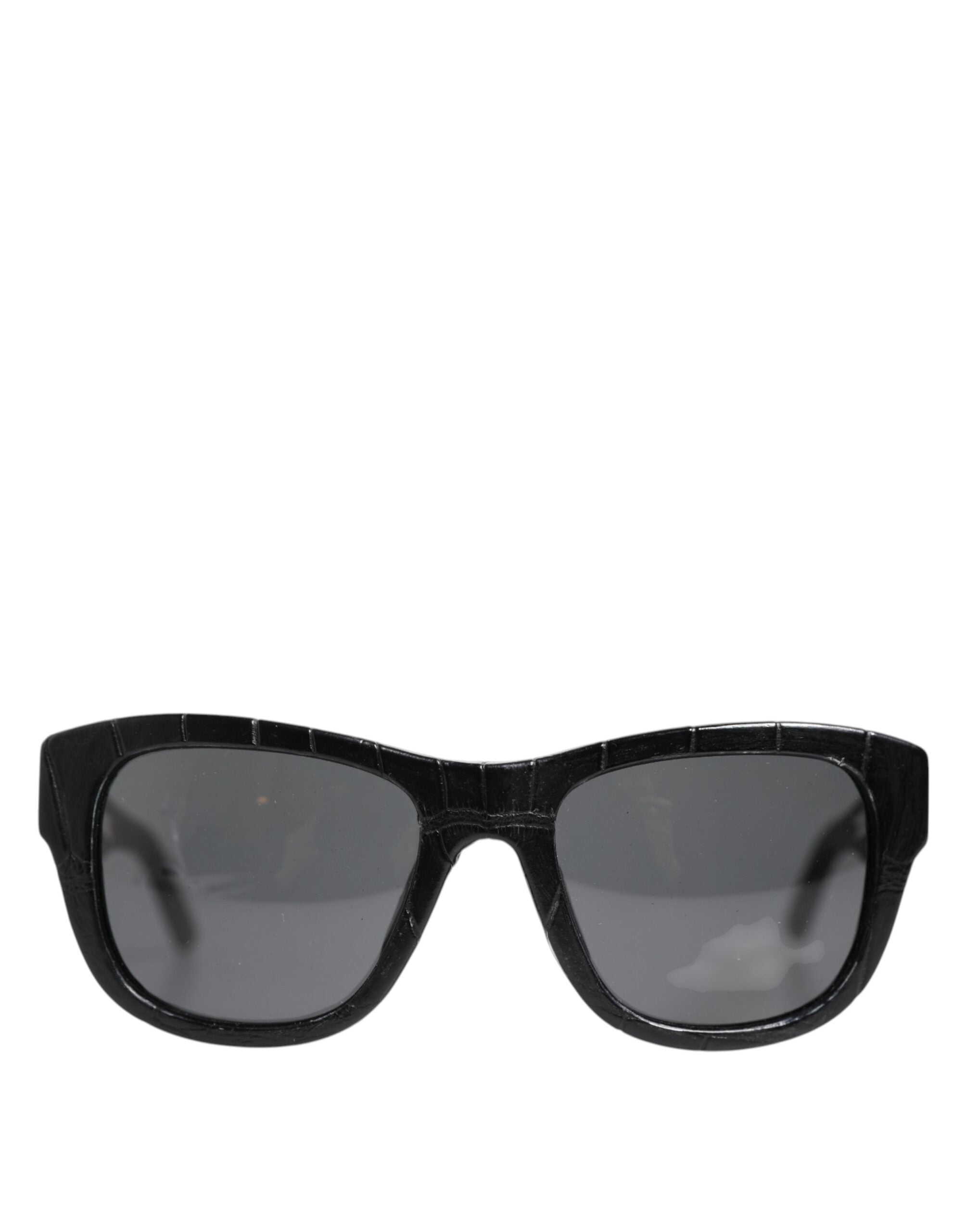 Lunettes de soleil Dolce & Gabbana en cuir noir avec monture rectangulaire et verres teintés, modèle DG4177.