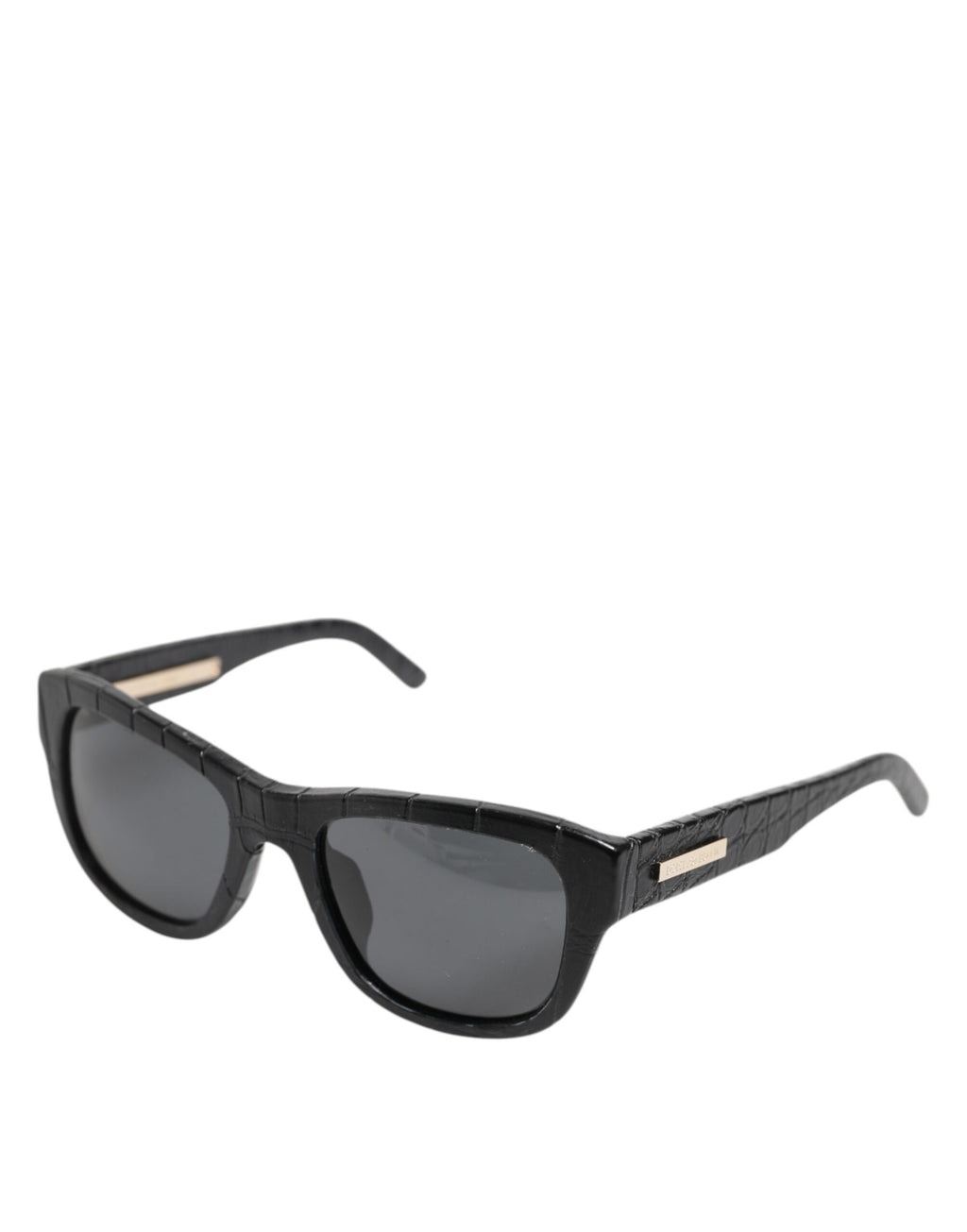 Lunettes de soleil Dolce & Gabbana en cuir noir avec monture rectangulaire et verres teintés, modèle DG4177.