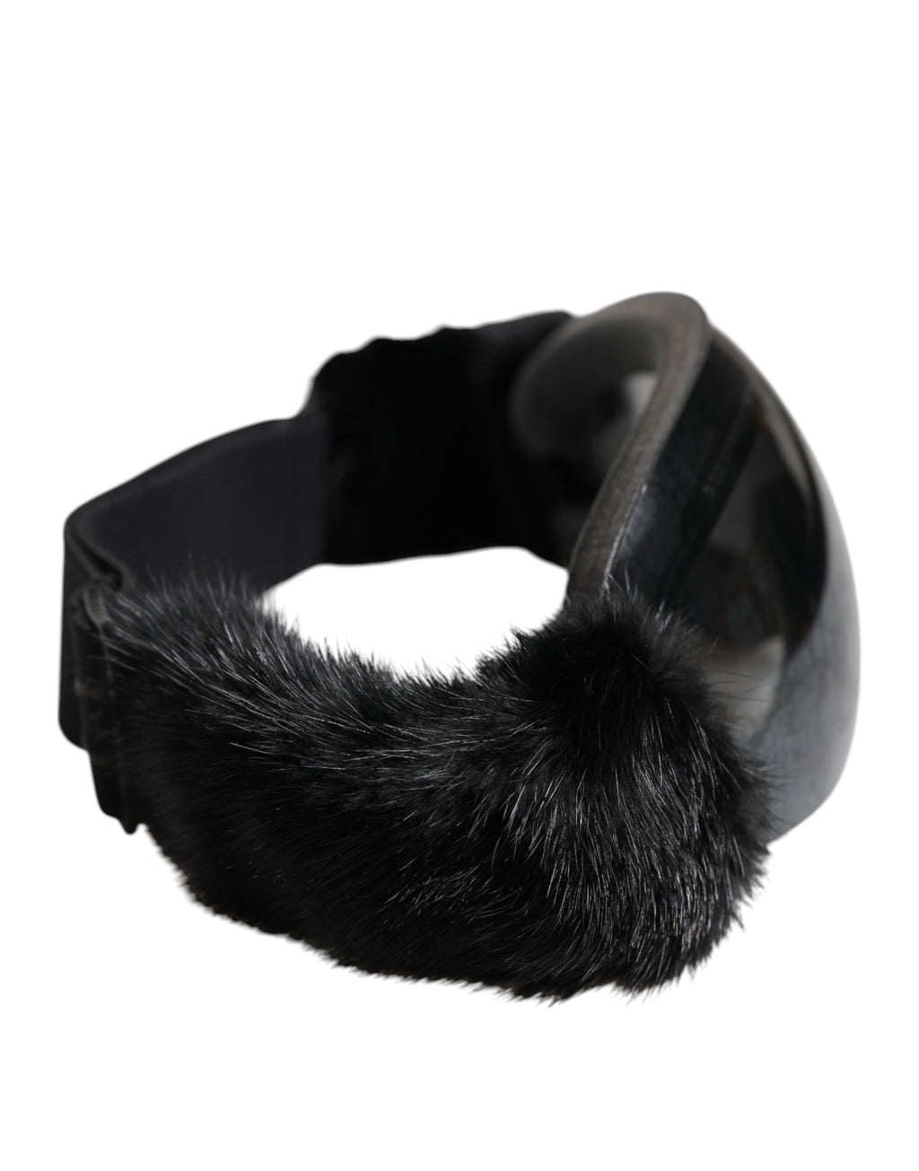 Lunettes de ski Dolce & Gabbana noires en dentelle miroir, masque de ski élégant et tendance.