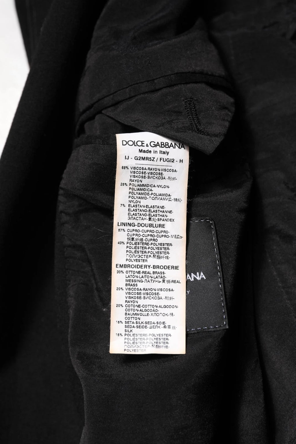 Veste blazer Dolce & Gabbana noire en viscose avec broderie de couronne DG, élégante et sophistiquée.