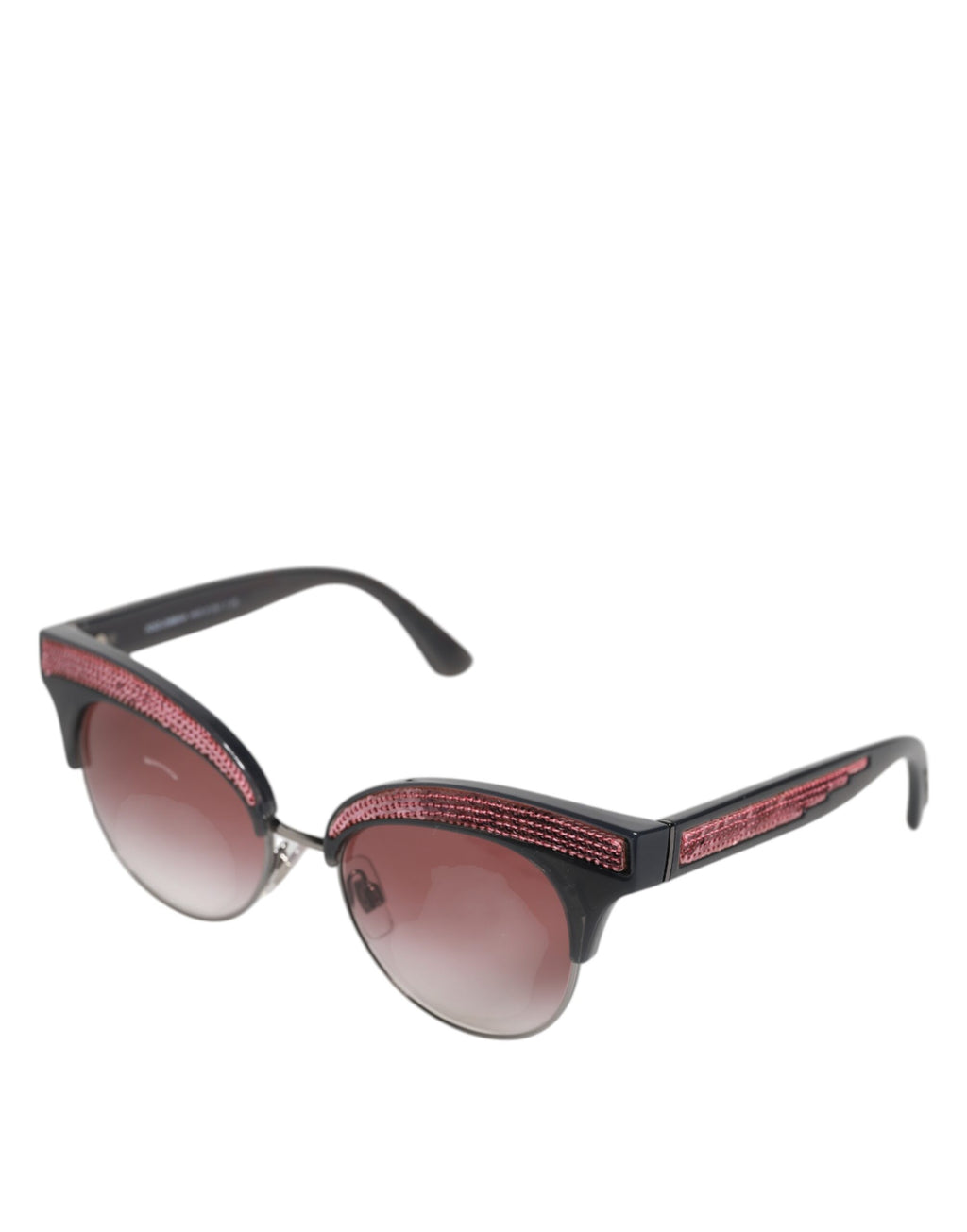 Lunettes de soleil Dolce & Gabbana noires et roses, style œil de chat miroir avec sequins, modèle DG6109.