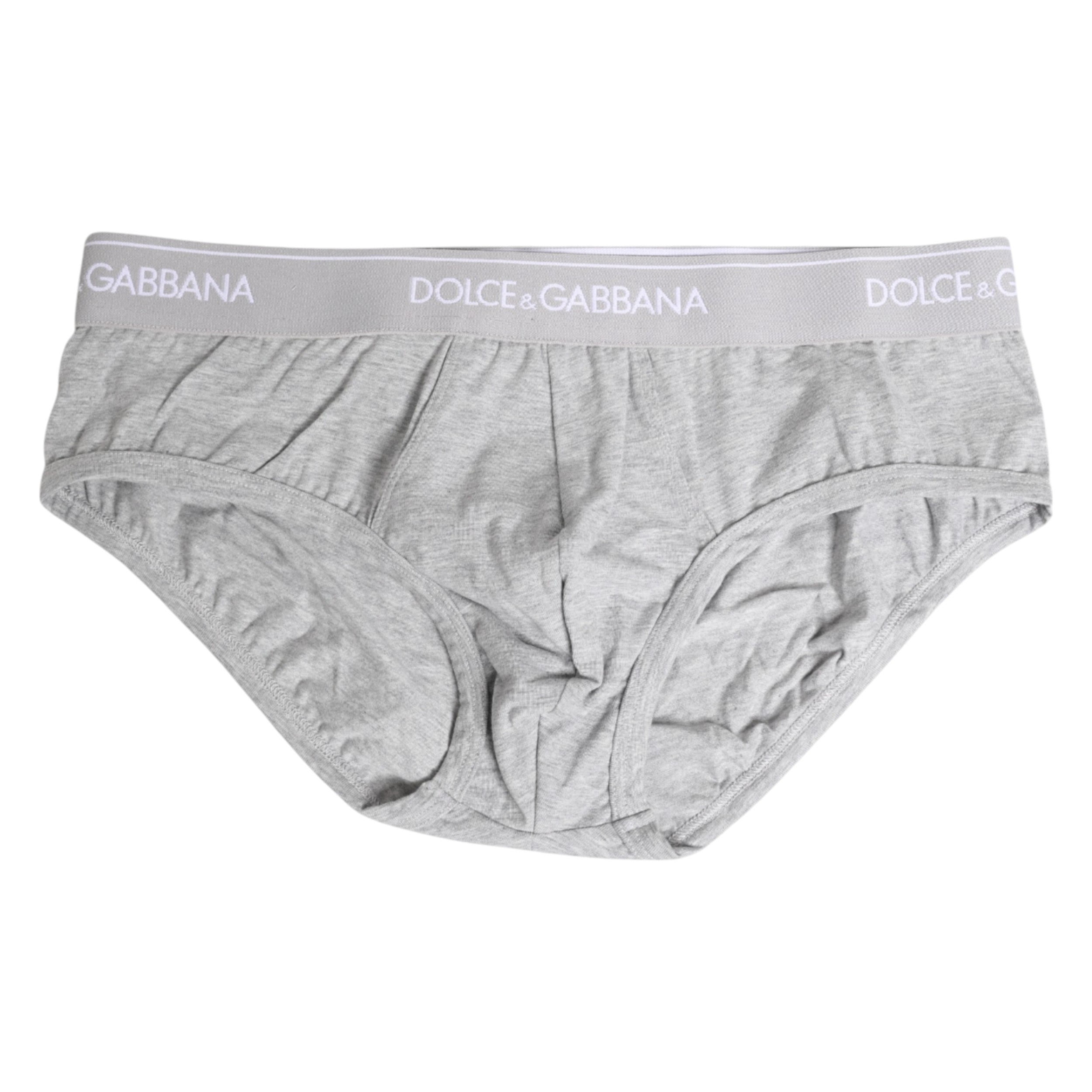 Caleçon gris en coton stretch Dolce & Gabbana, sous-vêtements pour homme, coupe régulière et confortable.