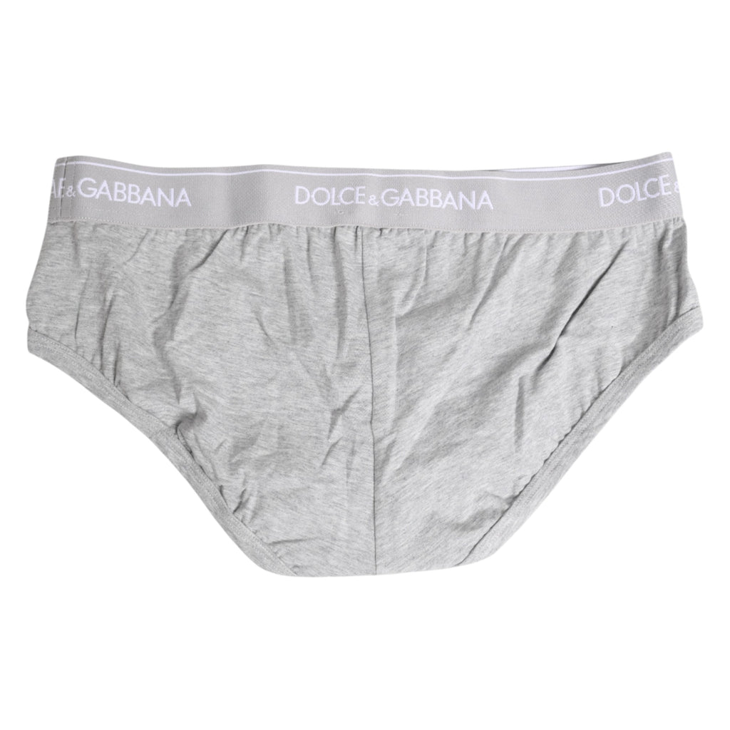 Sous-vêtements Dolce & Gabbana en coton gris, slip régulier en stretch, visible sur un mannequin.