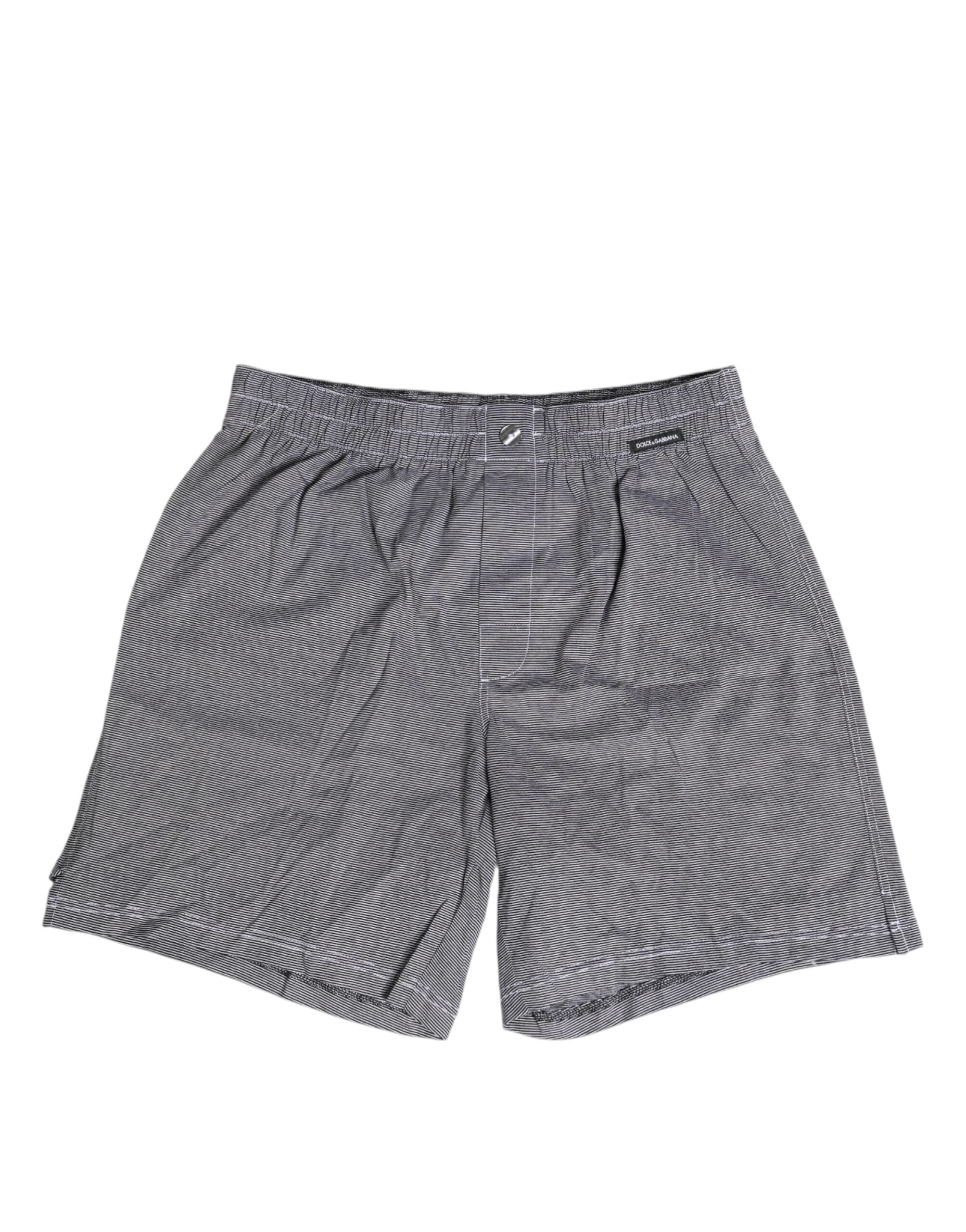 Boxers en coton gris à rayures de Dolce & Gabbana, sous-vêtements homme confortables et élégants.