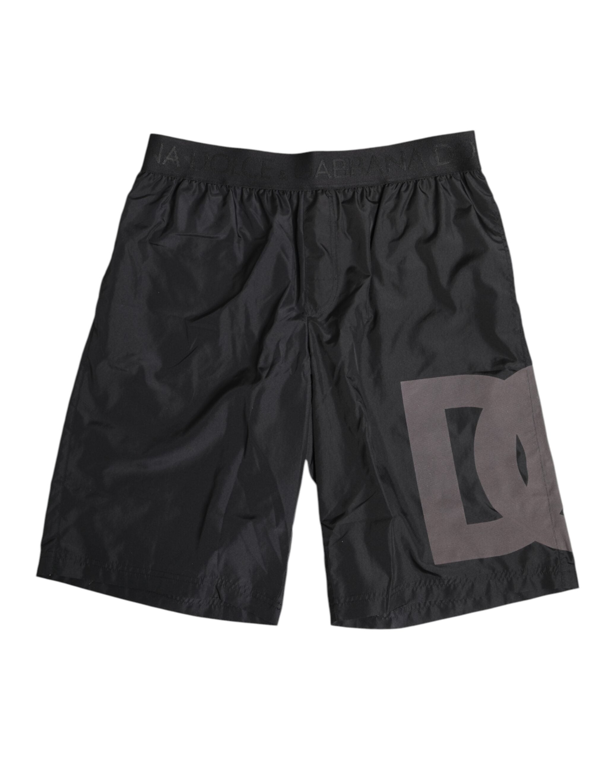 Shorts de bain pour homme Dolce & Gabbana avec logo imprimé noir, style plage et maillot de bain.