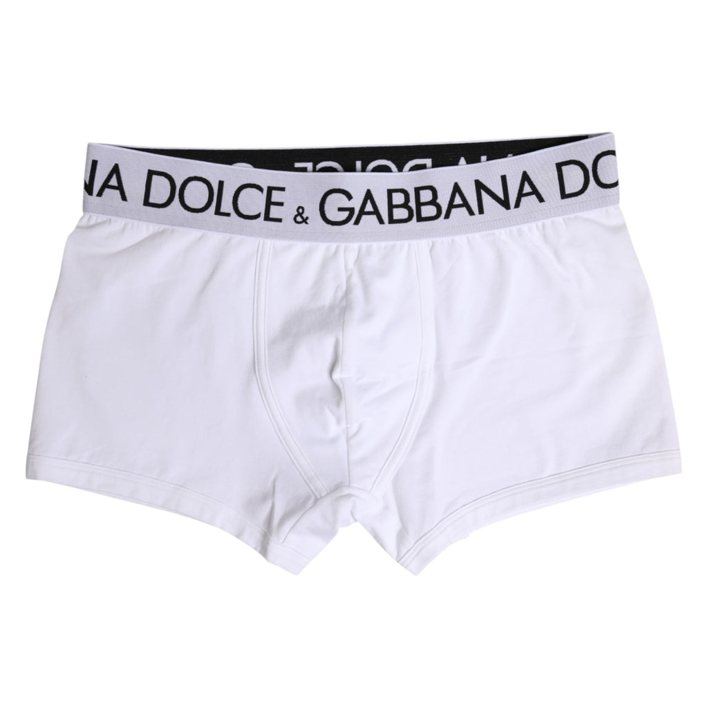 Caleçons boxer en coton blanc stretch de Dolce & Gabbana, sous-vêtements réguliers pour homme.
