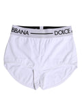 Boxers Dolce & Gabbana en nylon blanc avec logo de ceinture, sous-vêtements masculins élégants et confortables.