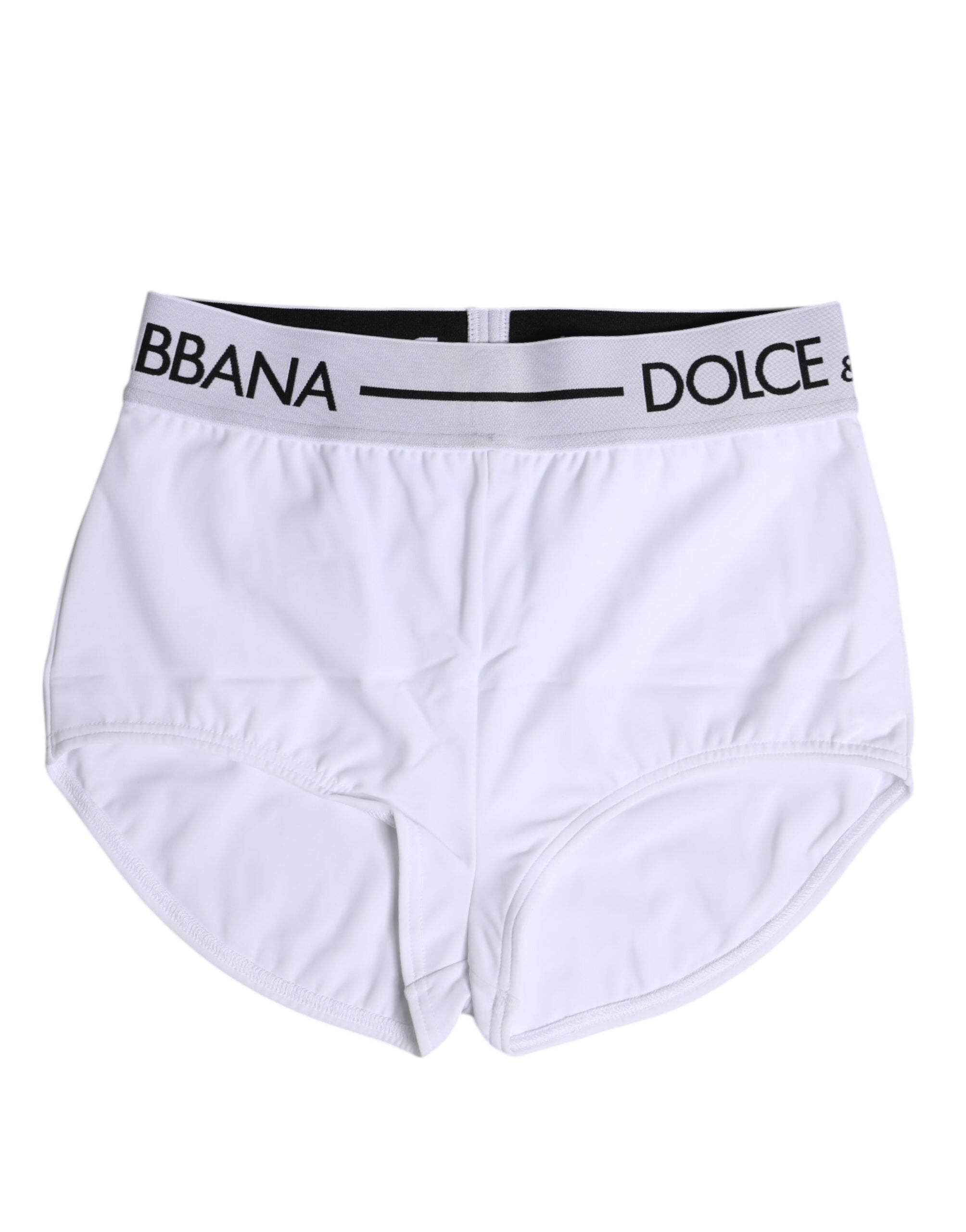 Boxers Dolce & Gabbana en nylon blanc avec logo à la taille, visibles sur cette image.