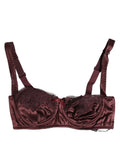 Soutien-gorge balconnet en soie bordeaux Dolce & Gabbana avec sous-pulls et couture sous-fille.