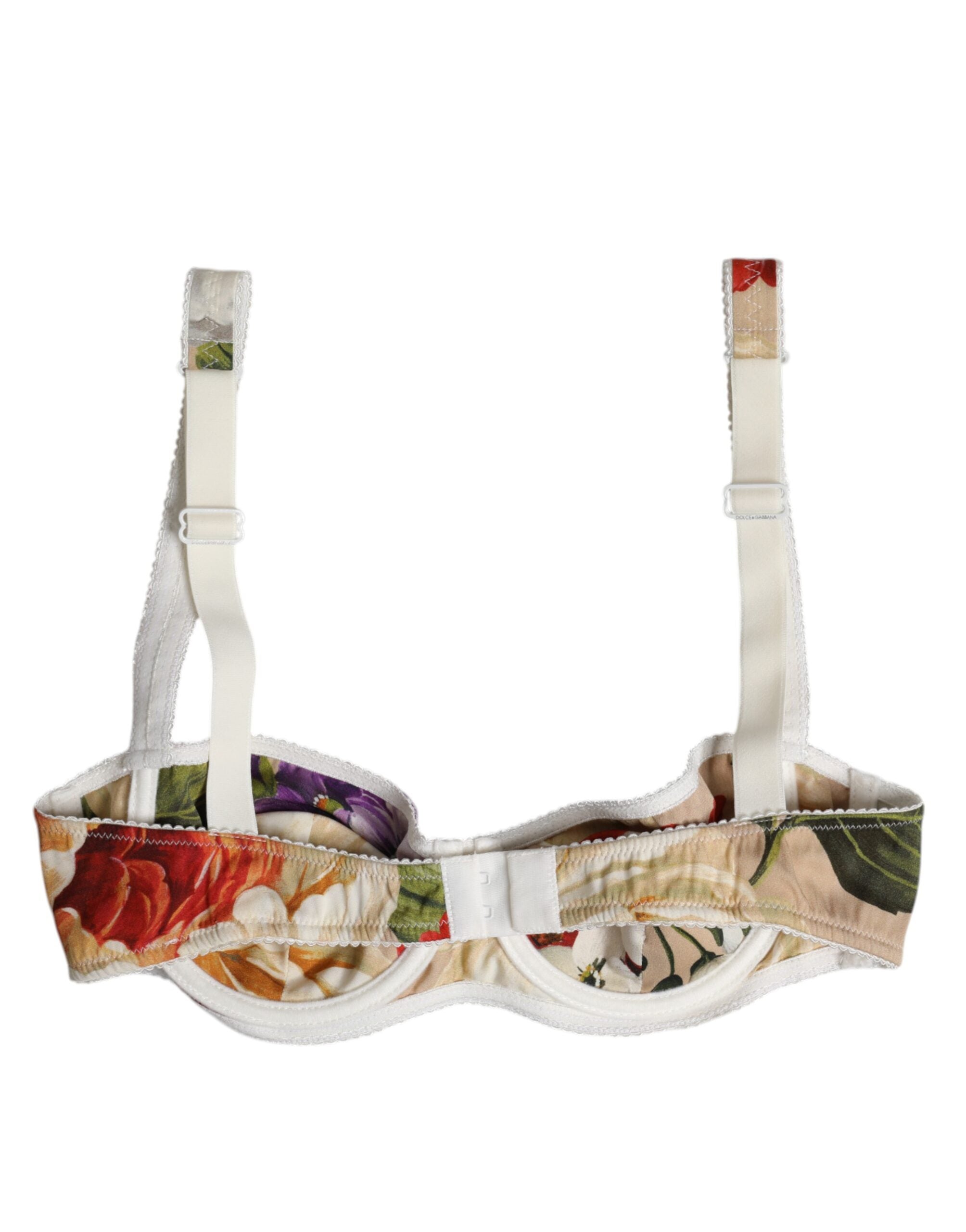 Soutien-gorge Balconcino beige à fleurs Dolce & Gabbana avec bonnets à armatures, sous-vêtements élégants et féminins.