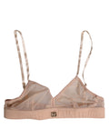 Soutien-gorge en nylon rose poudre Dolce & Gabbana avec logo DG, sans armatures, lingerie élégante et confortable.
