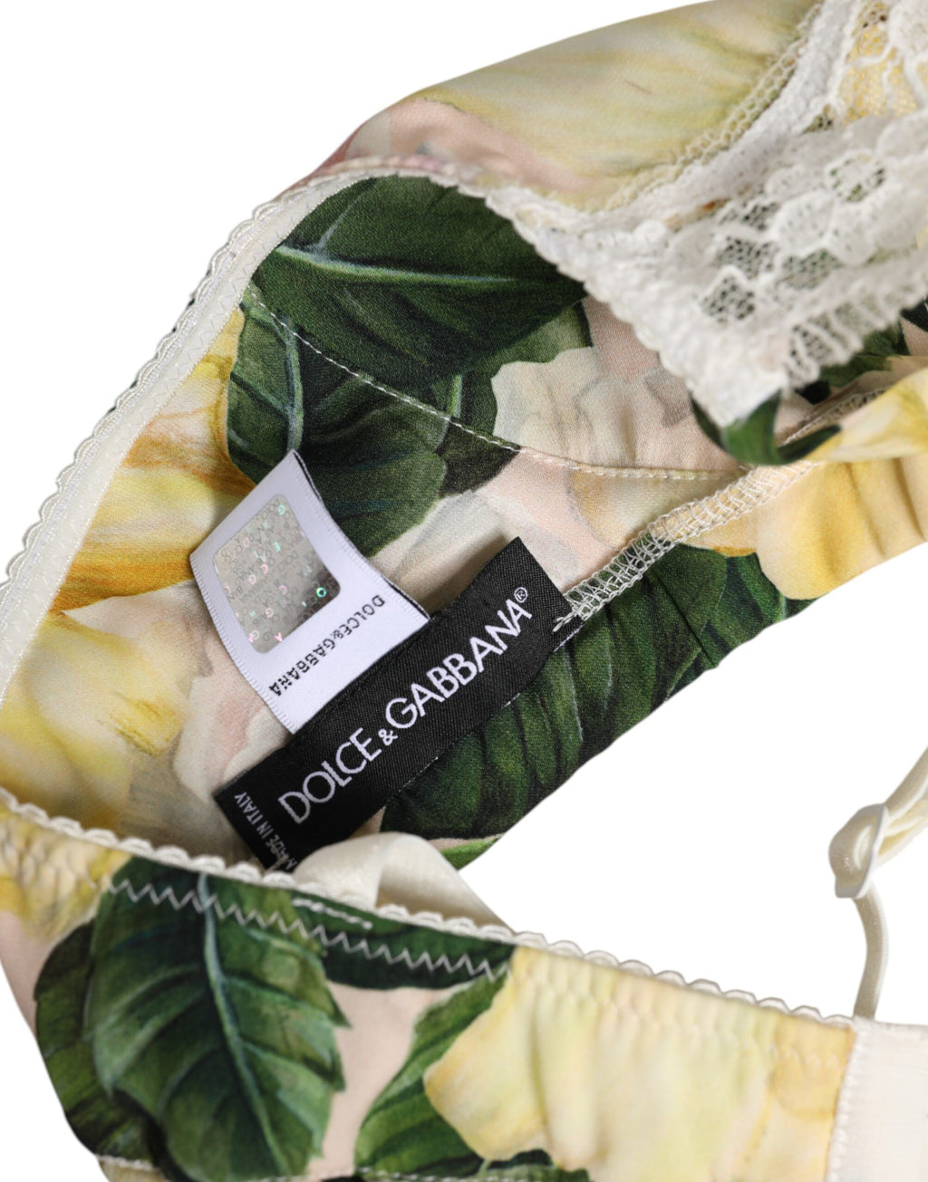 Soutien-gorge sans armatures Dolce & Gabbana à imprimé floral multicolore, lingerie élégante et colorée.