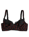 Soutien-gorge balconnet Dolce & Gabbana noir à pois rouges, à armatures, sous-vêtements élégants et féminins.