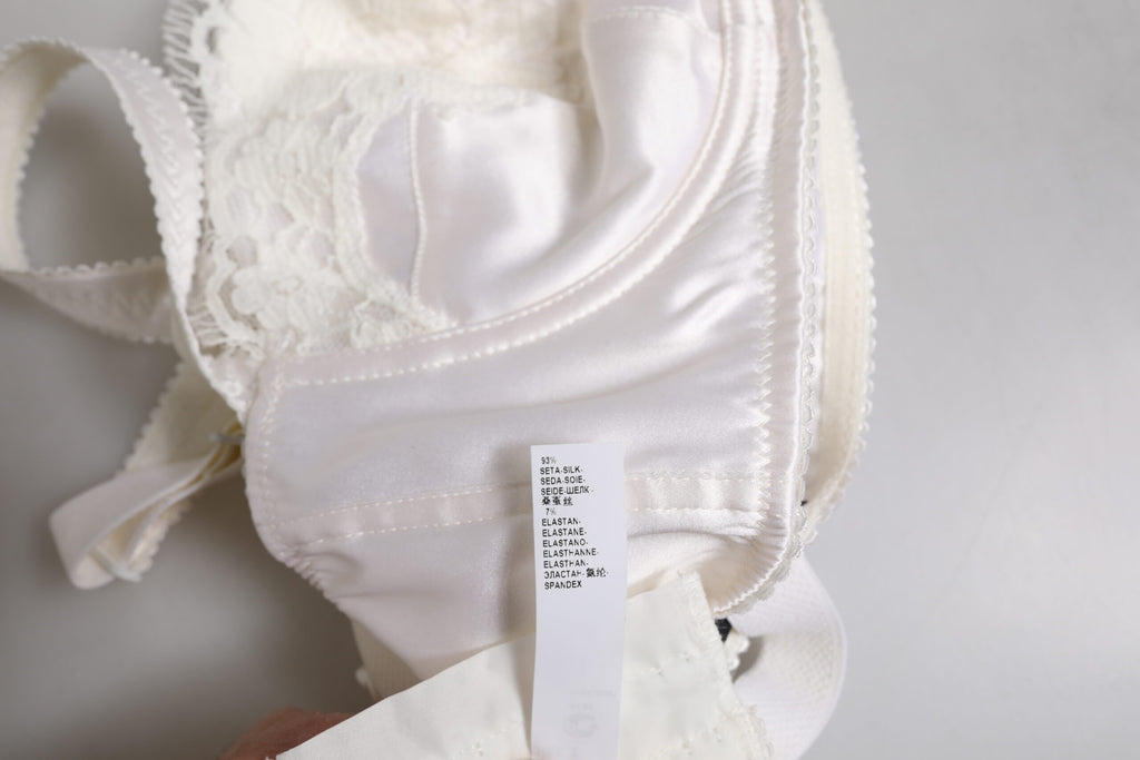 Soutien-gorge balconnet en soie blanche de Dolce & Gabbana avec armatures et design élégant.