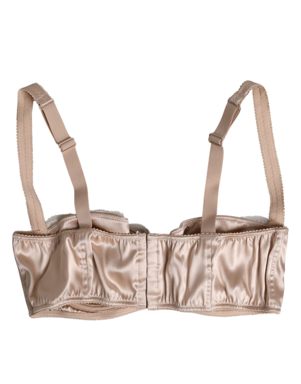 Soutien-gorge balconnet en soie beige de Dolce & Gabbana, sous-vêtements avec bonnets sous-poil et finition élégante.