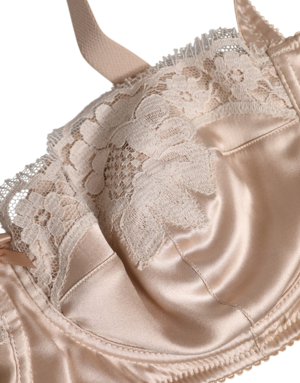 Soutien-gorge balconnet en soie beige de Dolce & Gabbana, avec armatures et détails élégants.